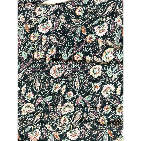 J Jill Shirt Womens Small Black Pink Paisley Floral Pima Crewneck 100% Cotton - Picture 3 of 6